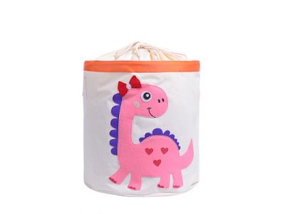 Корзина для игрушек хлопок с аппликацией - Розовый динозавр купить в интернет-магазине «Берегиня» Украина